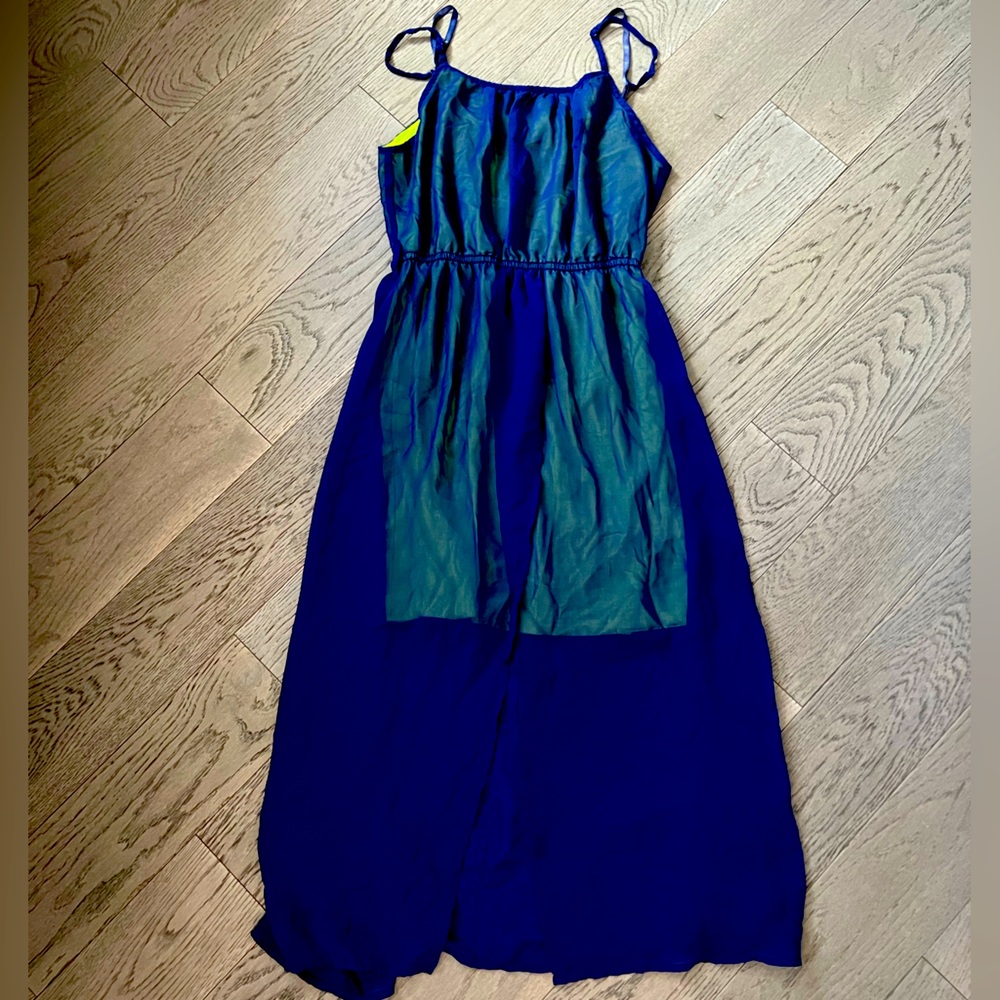 Katie blue and lime green maxi dress